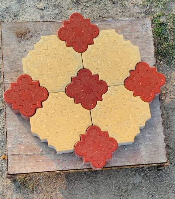 Yellow and red flower paver blocks